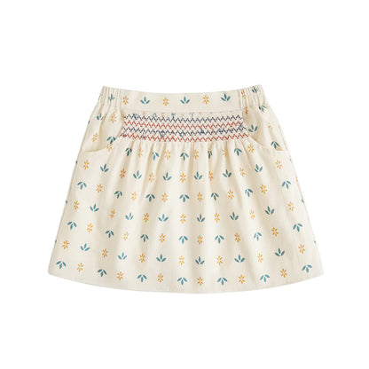 Girls Printed Elastic Waist A-Line Skirt