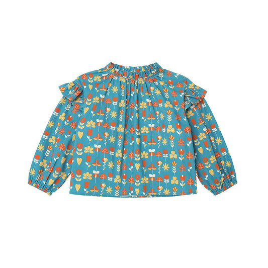 Girls Fungus Collar Printed Shirt