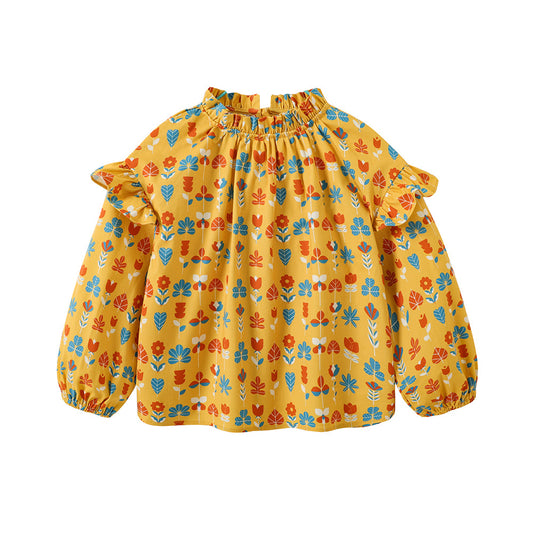 Girls Fungus Collar Printed Shirt