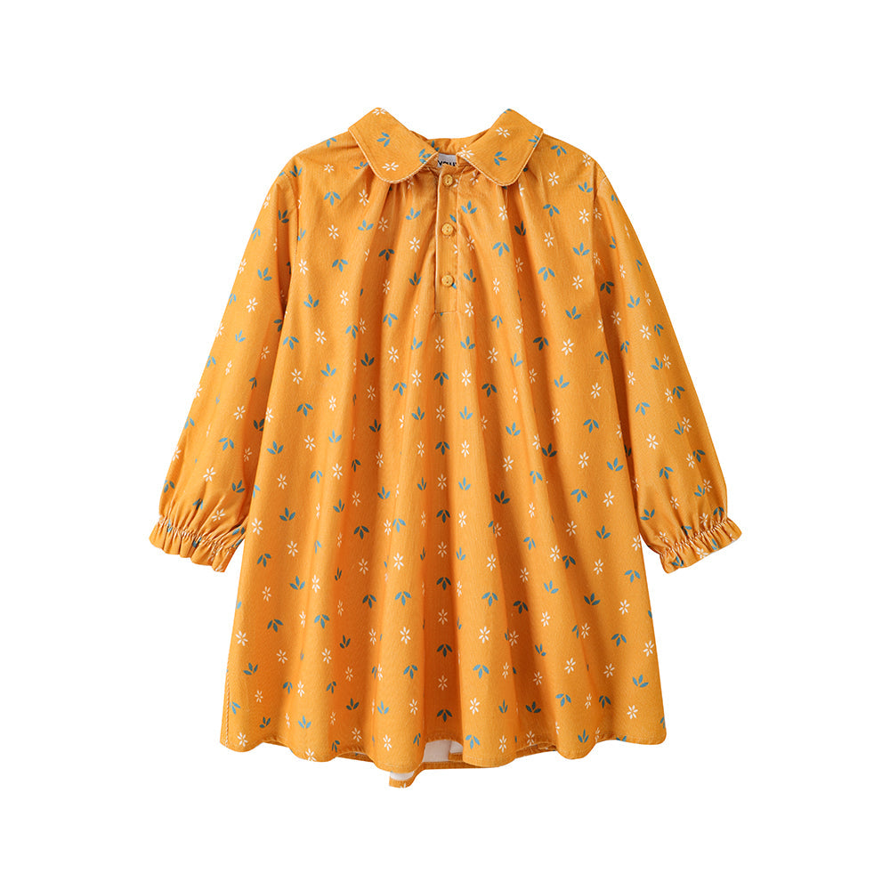 Vauva FW23 - 女童印花泡泡袖洋裝 (黃色)