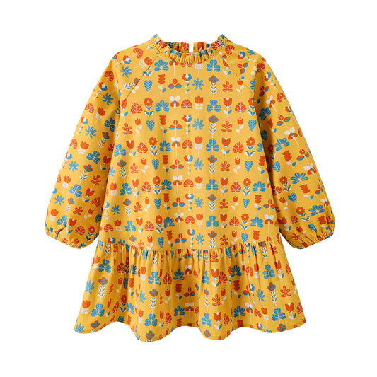 Girls Fungus Collar Printed Dress
