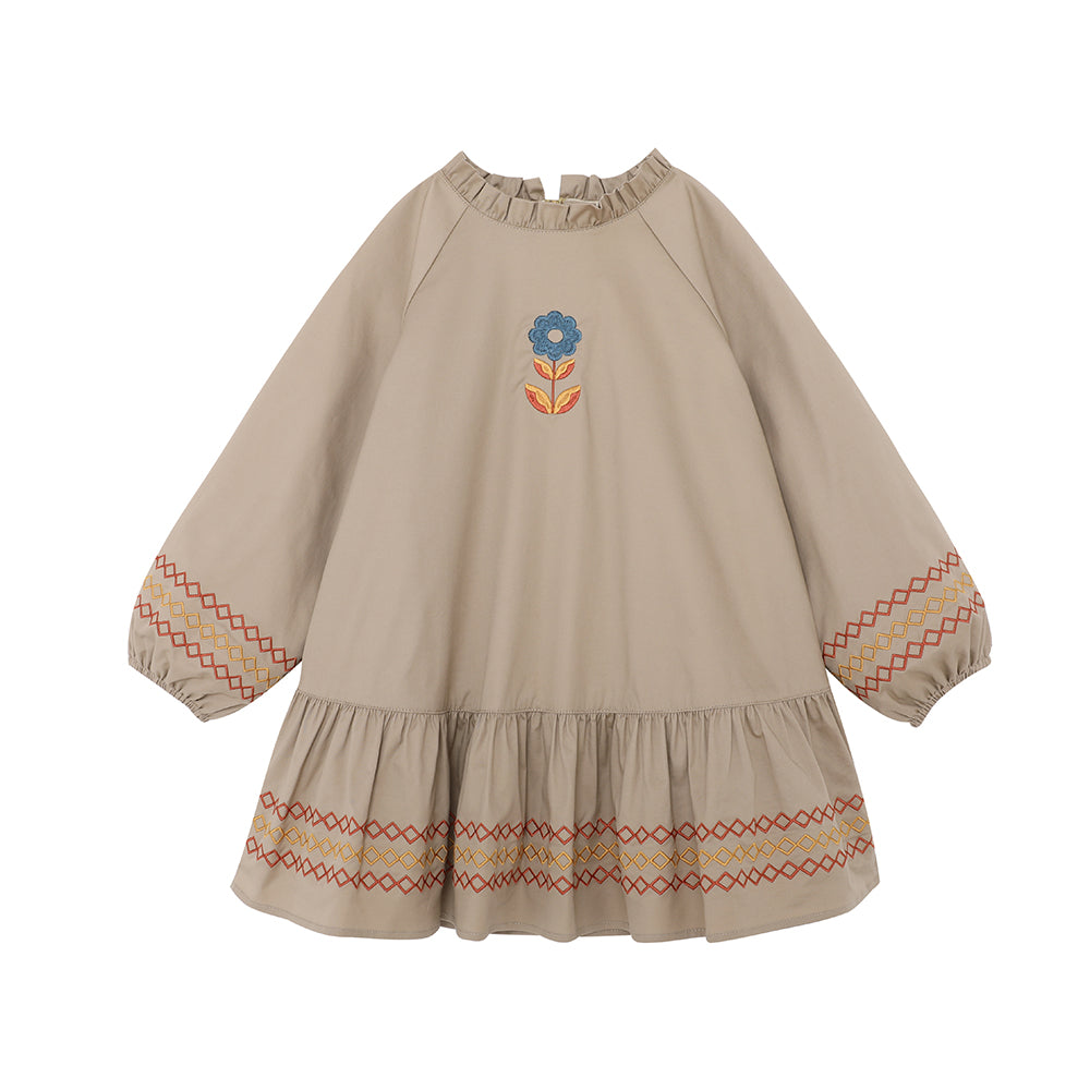 Girls Fungus Collar Embroidered Dress