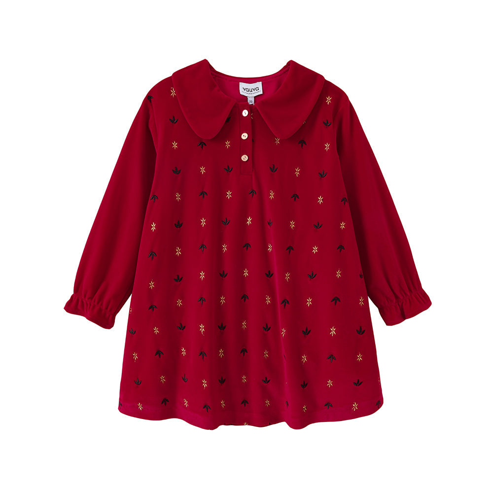 Vauva FW23-女孩燈芯絨長袖連衣裙