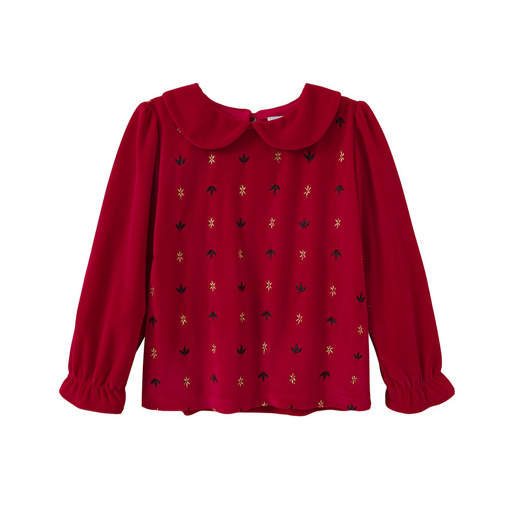 Vauva FW23-女孩刺繡燈芯絨上衣