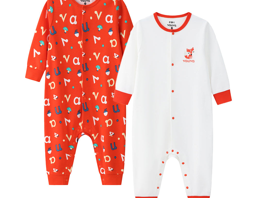 Vauva BBNS - Baby Organic Cotton Printed Long Sleeve Romper (2-Pack) product image front 