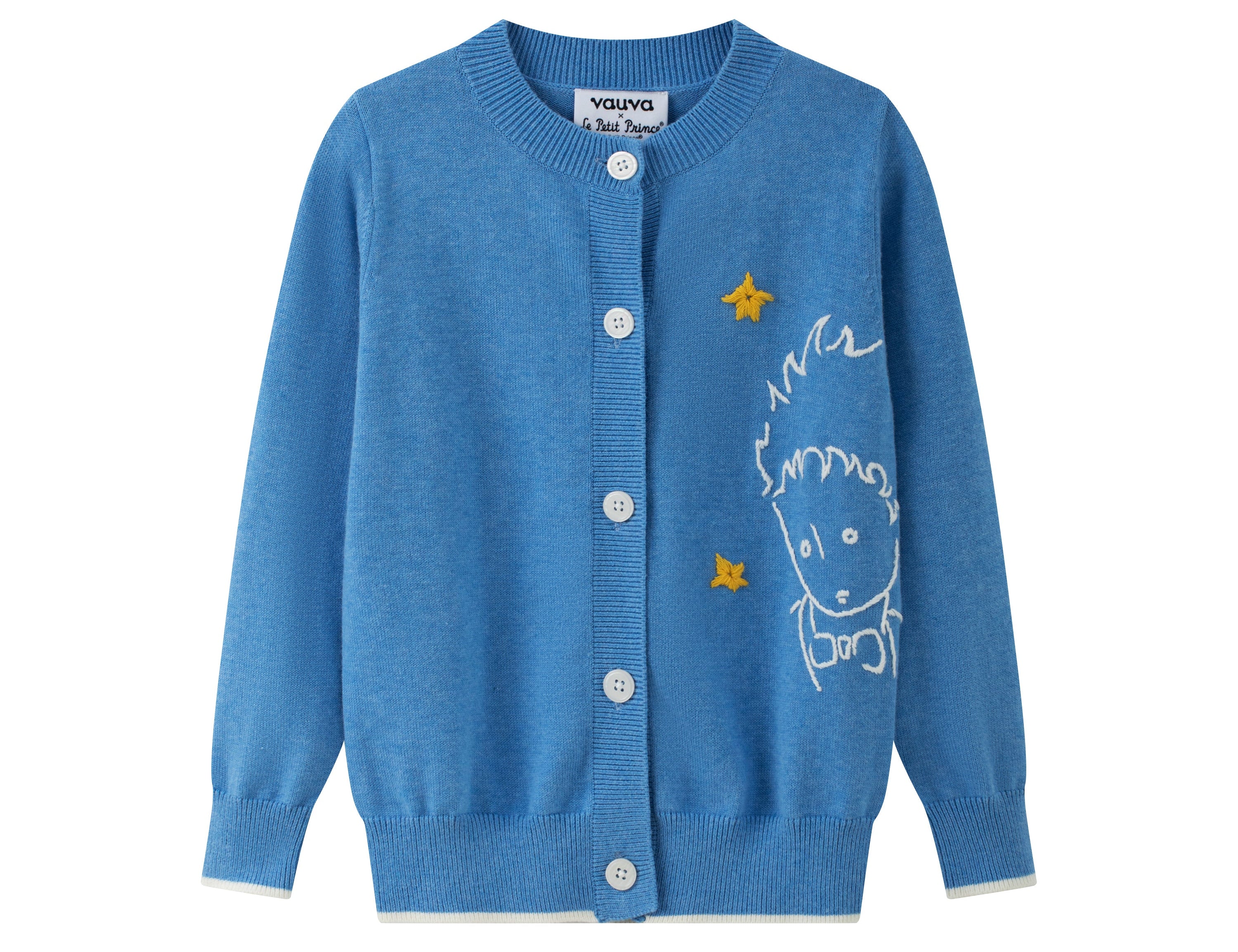 Vauva x Le Petit Prince - Kids Cashmere Cardigan (Blue)-product image front