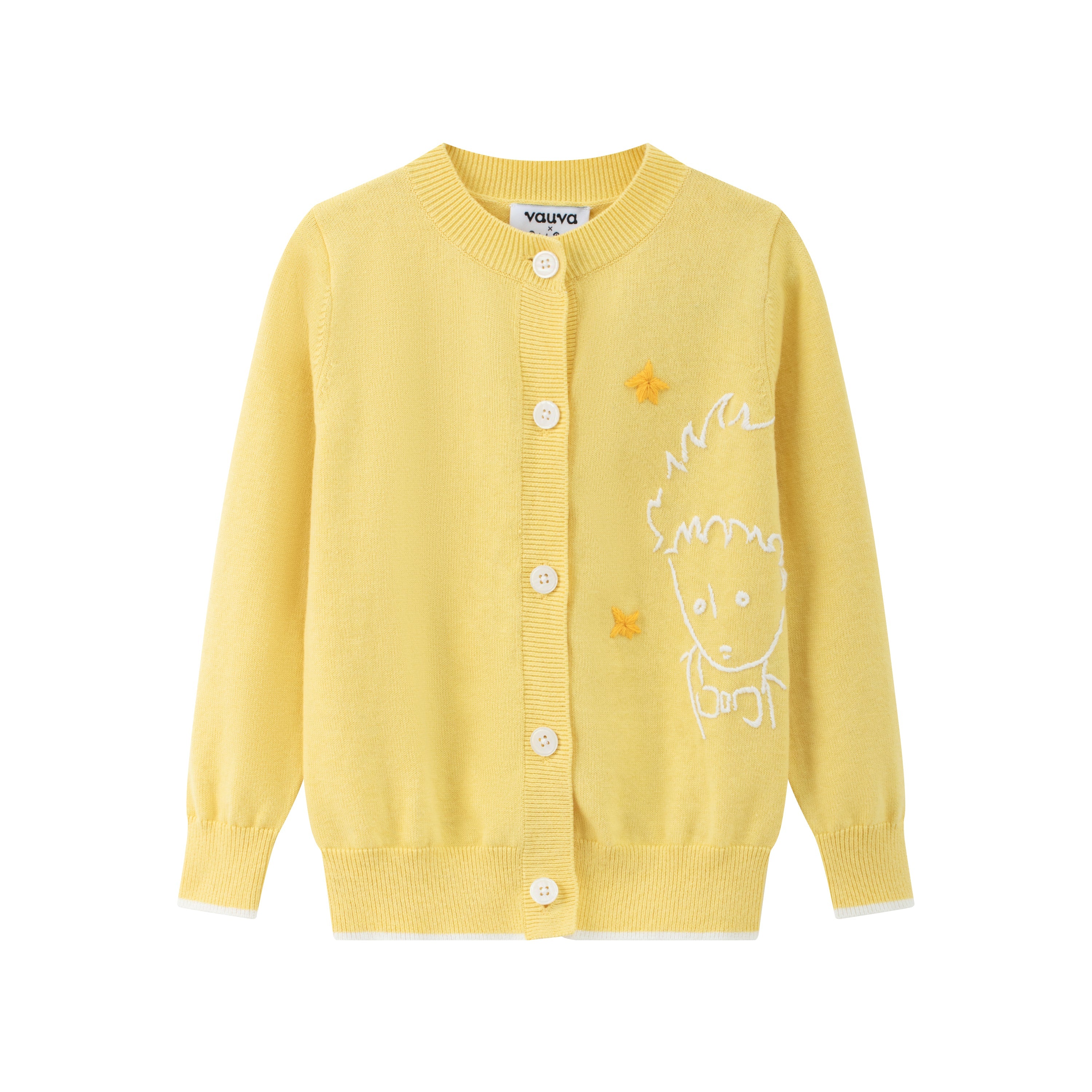 Vauva x Le Petit Prince - Kids Cashmere Cardigan (Yellow)-product image front