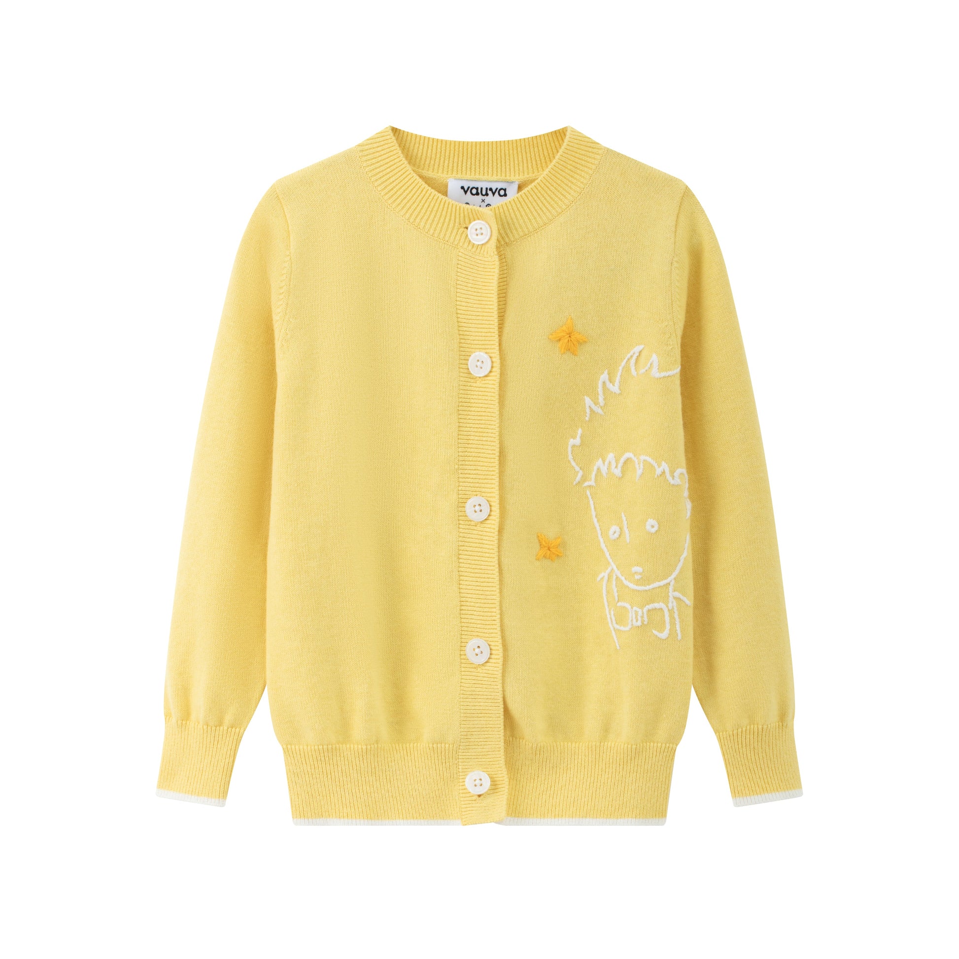 Vauva x Le Petit Prince - Kids Cashmere Cardigan (Yellow)-product image front
