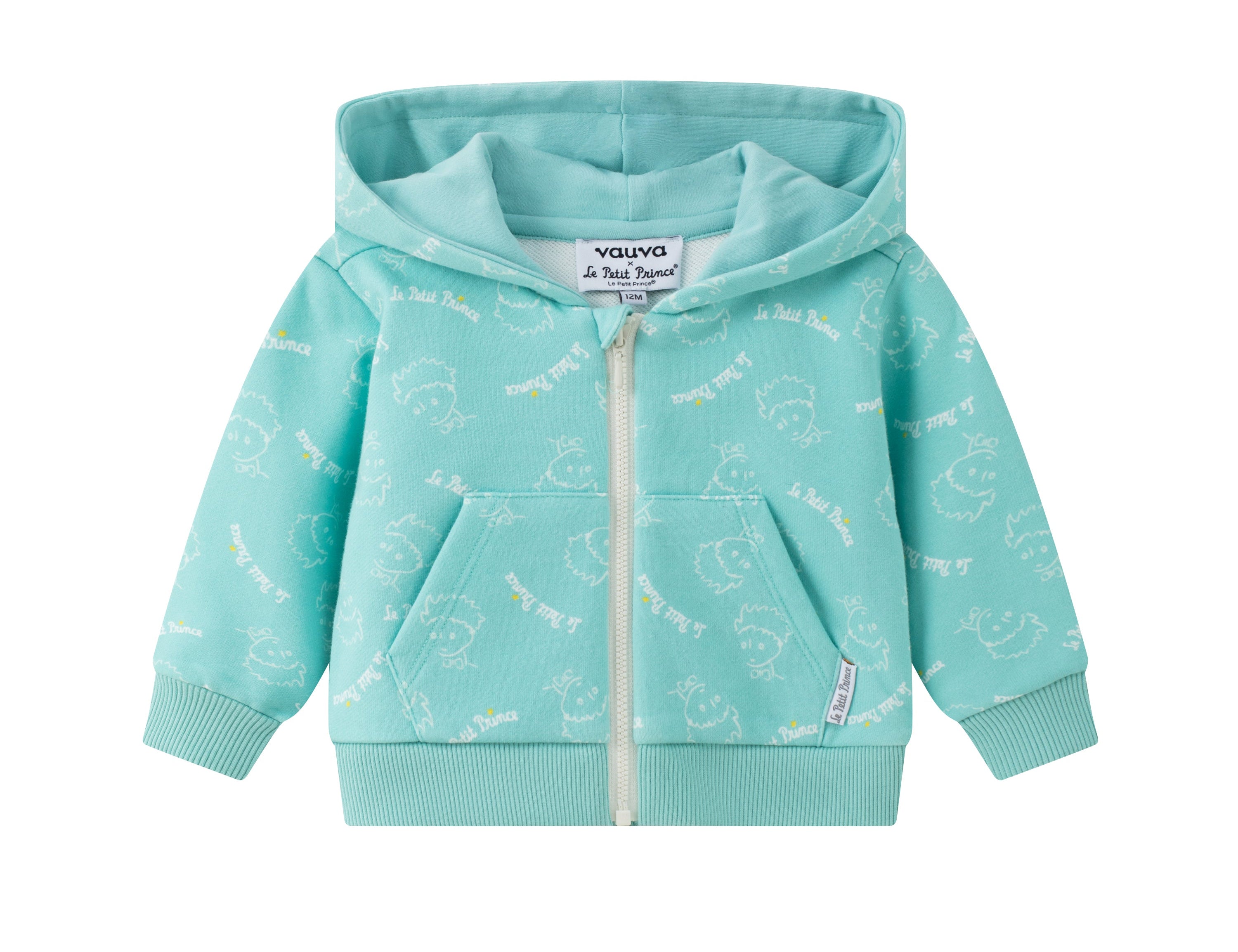 Vauva x Le Petit Prince - Baby Hooded Long Sleeve Zip Jacket (Green Lake) product image front