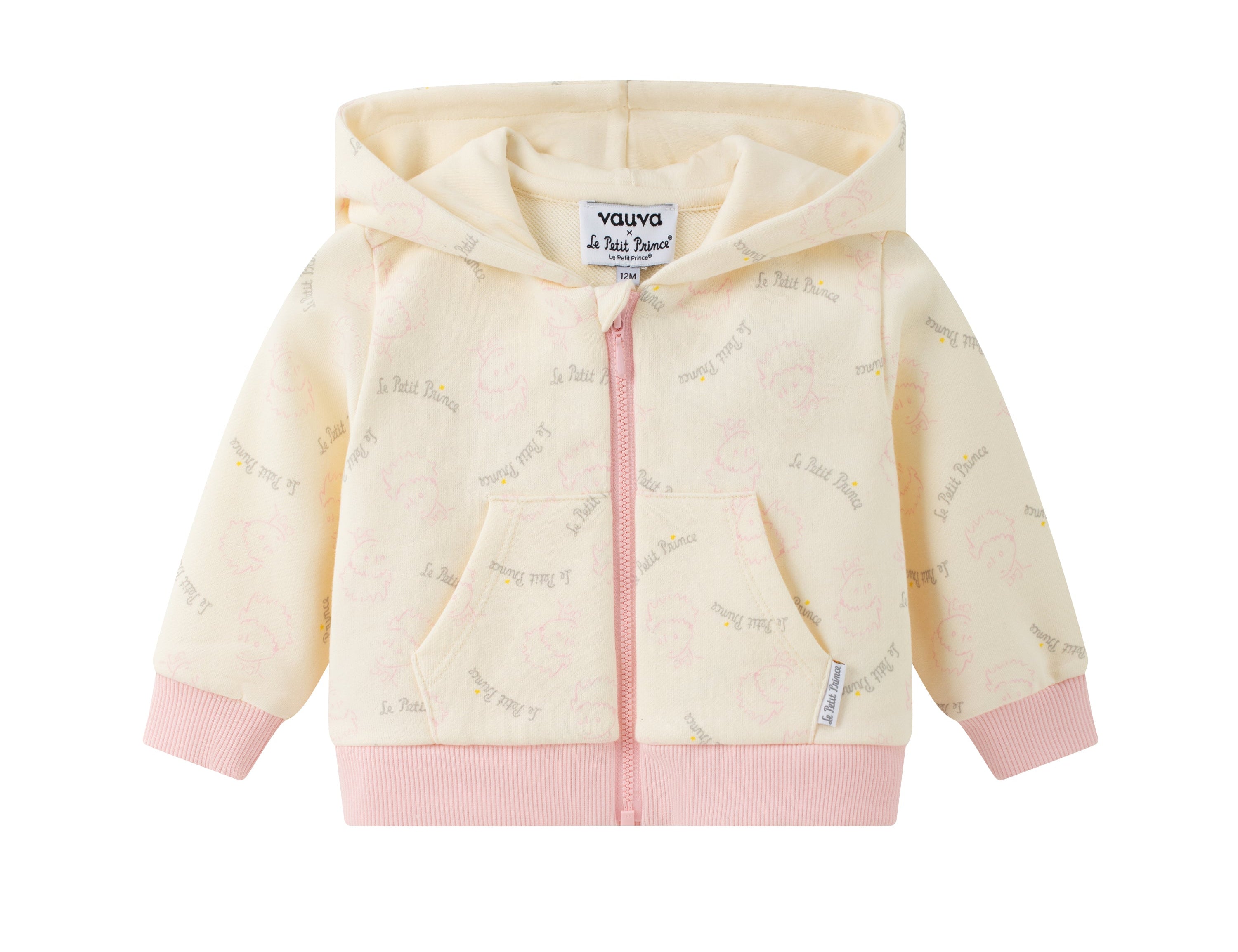 Vauva x Le Petit Prince - Baby Hooded Long Sleeve Zip Jacket (Pink) product image front