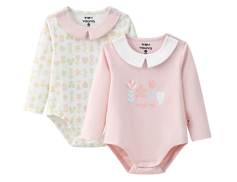 Vauva BBNS - Organic Cotton Pink Long-sleeved Bodysuits (2-pack) product image front