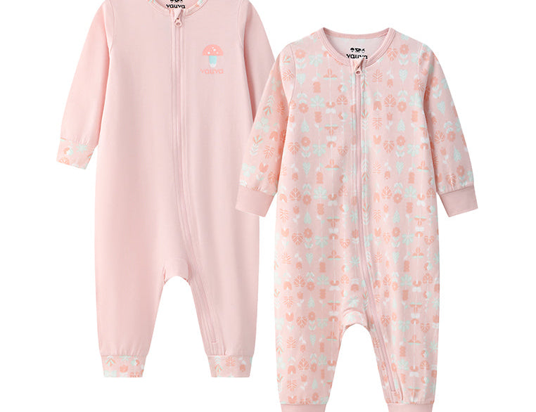 Vauva BBNS - Organic Cotton Pink Floral Pattern Bodysuits (2-pack) product image front