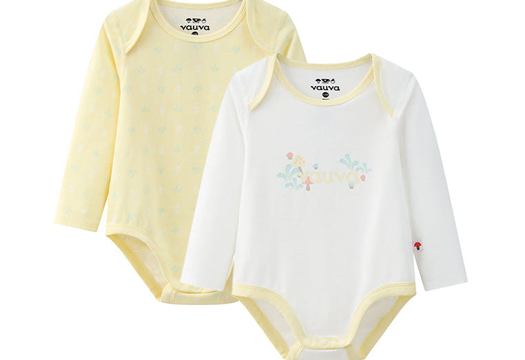 Vauva BBNS - Organic Cotton White/Light Yellow Bodysuits (2-pack) product image front 