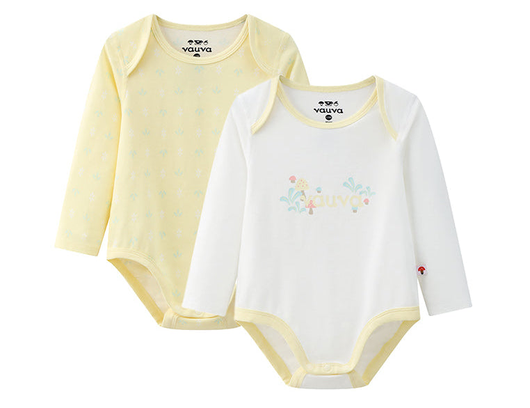 Vauva BBNS - Organic Cotton White/Light Yellow Bodysuits (2-pack) product image front 
