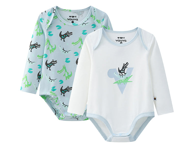 Vauva BBNS - Organic Cotton Crocodile Print Long-Sleeved Bodysuits (2-pack) product image front