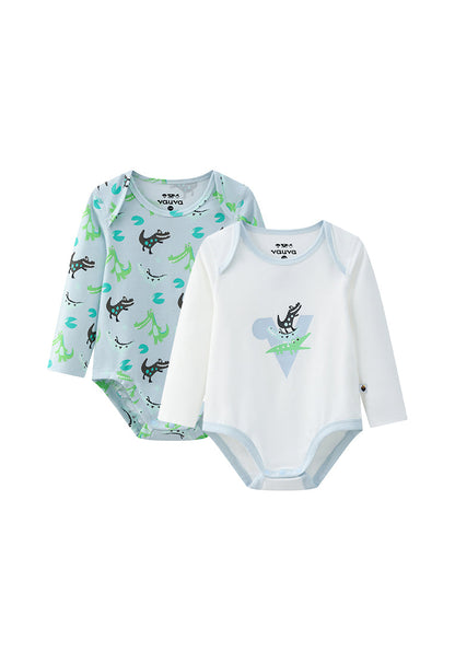 Vauva BBNS - Organic Cotton Crocodile Print Long-Sleeved Bodysuits (2-pack) product image front