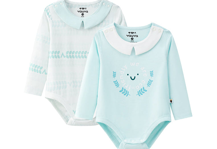 Vauva BBNS - Organic Cotton Green Striped Pattern Bodysuits (2-pack) product image front 