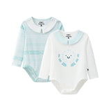 Vauva BBNS - Organic Cotton White Striped Pattern Bodysuits (2-pack) product image front