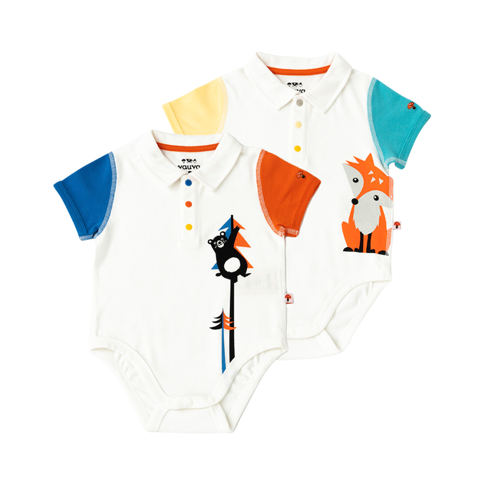 Organic Cotton Baby 2-Packs Fox & Bear Bodysuits