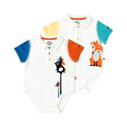Organic Cotton Baby 2-Packs Fox & Bear Bodysuits