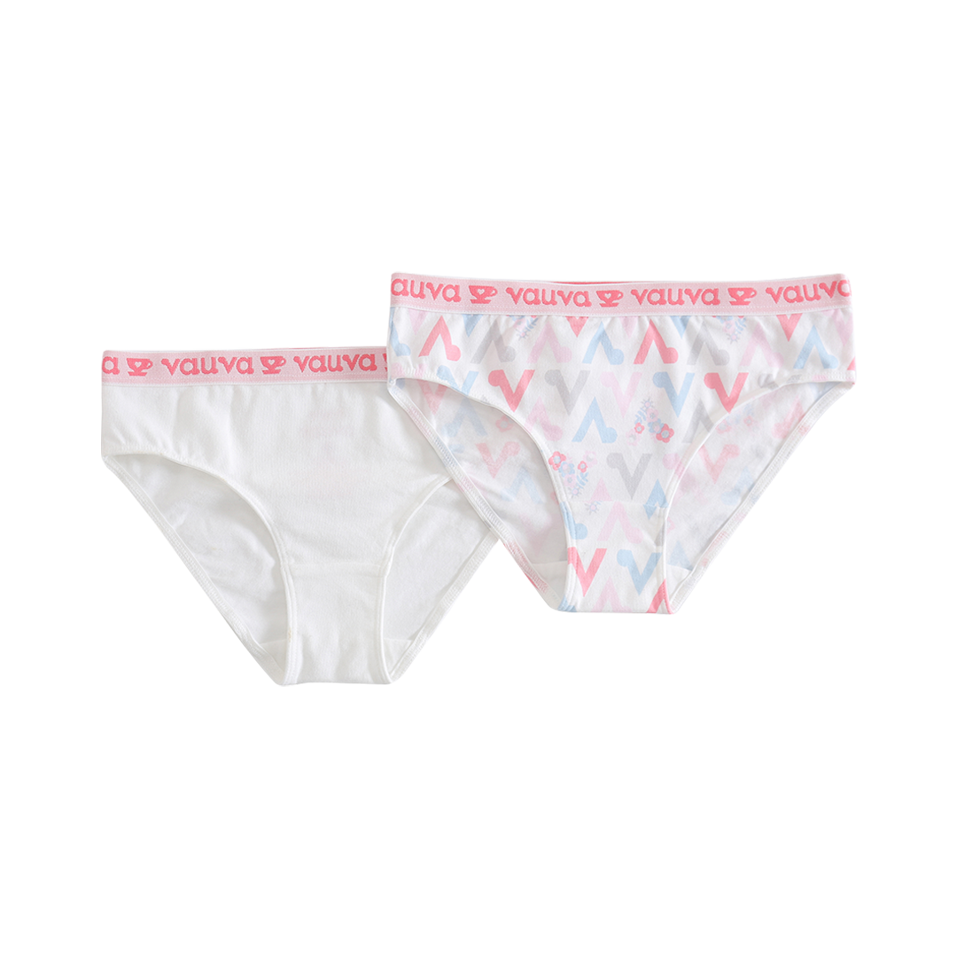 Girls Organic Cotton Underwear - Pattern / White