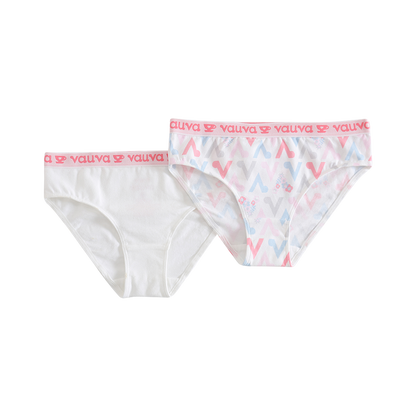Girls Organic Cotton Underwear - Pattern / White