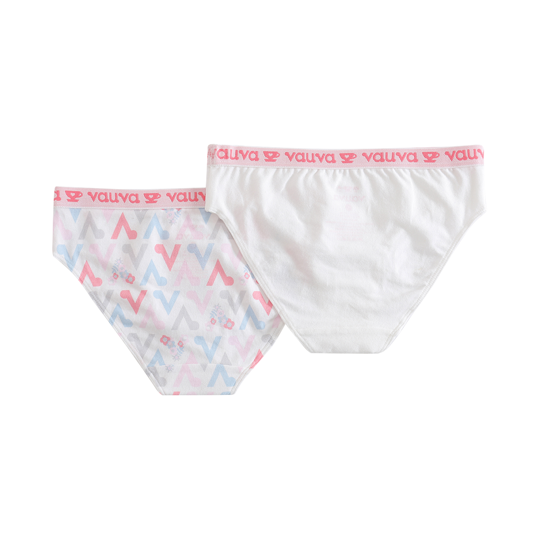 Girls Organic Cotton Underwear - Pattern / White