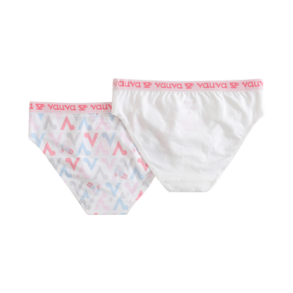 Girls Organic Cotton Underwear - Pattern / White