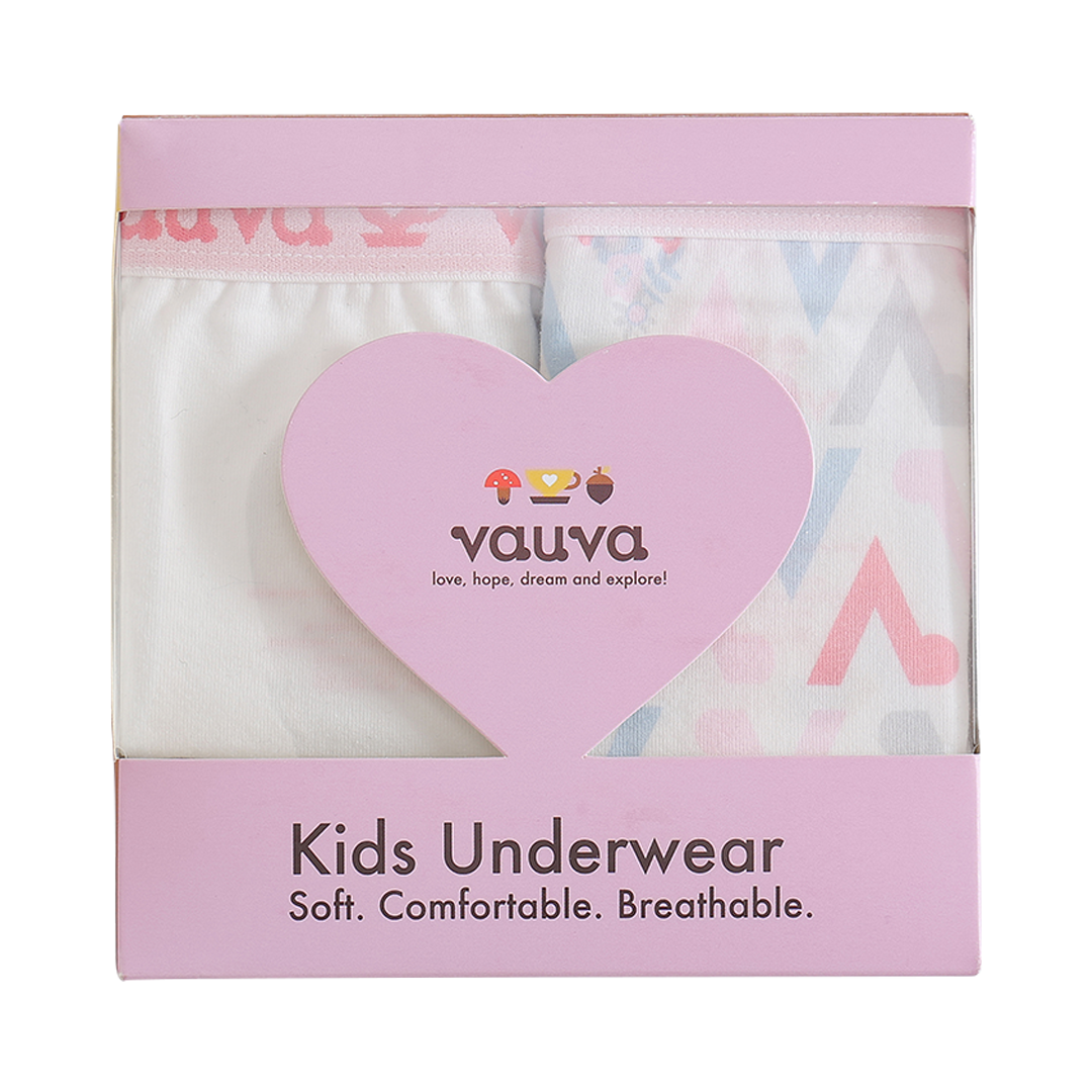 Girls Organic Cotton Underwear - Pattern / White