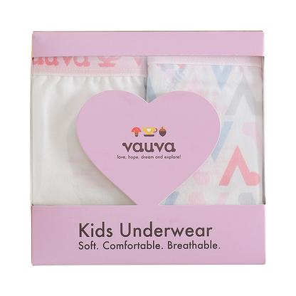 Girls Organic Cotton Underwear - Pattern / White
