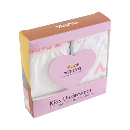Girls Organic Cotton Underwear - Pattern / White
