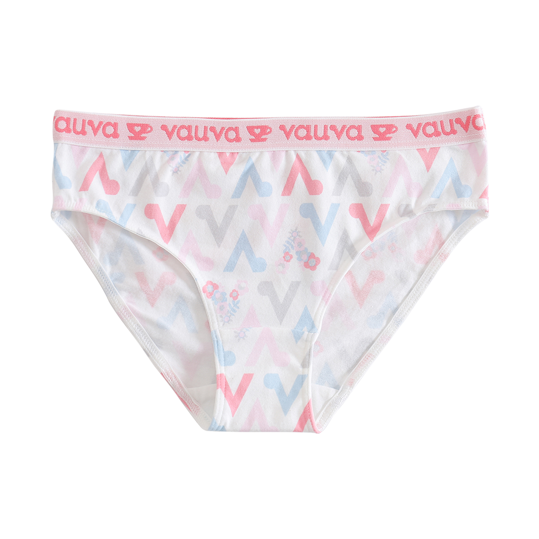 Girls Organic Cotton Underwear - Pattern / White
