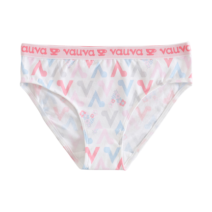 Girls Organic Cotton Underwear - Pattern / White