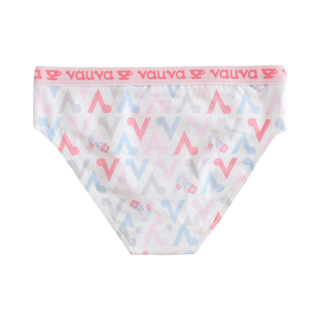 Girls Organic Cotton Underwear - Pattern / White