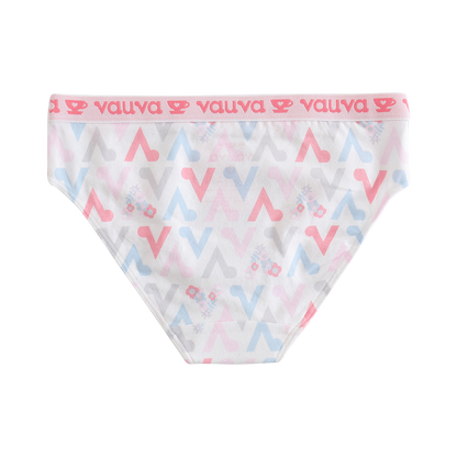 Girls Organic Cotton Underwear - Pattern / White