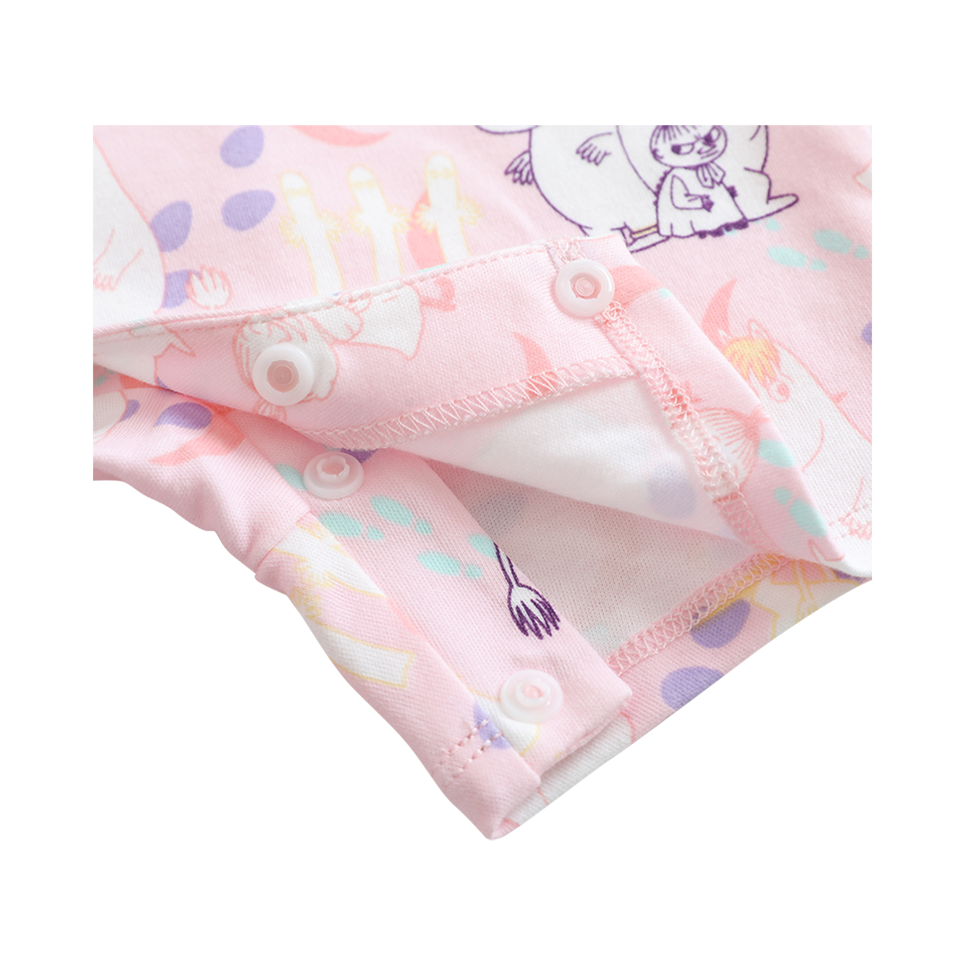 Vauva x Moomin 全身印花短袖連身褲（紫色）