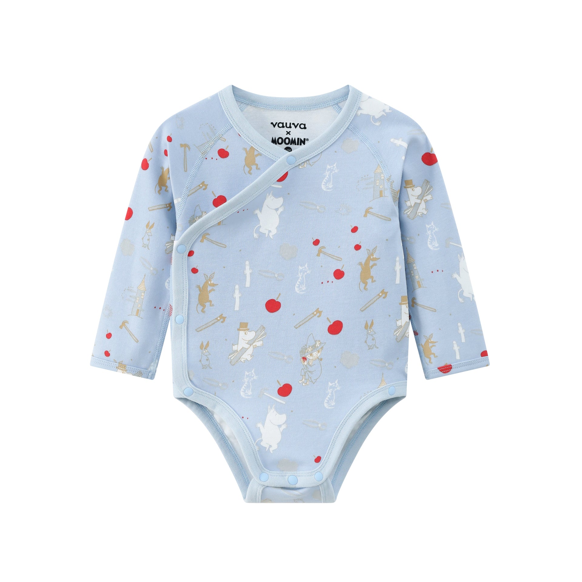 Vauva x Moomin FW23 Baby Boys Moomin All Over Print Cotton Long Sleeve Bodysuit (Blue)