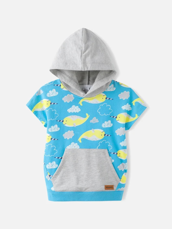 Boys Allover Hoodie Gilet, Blue / Multicolour