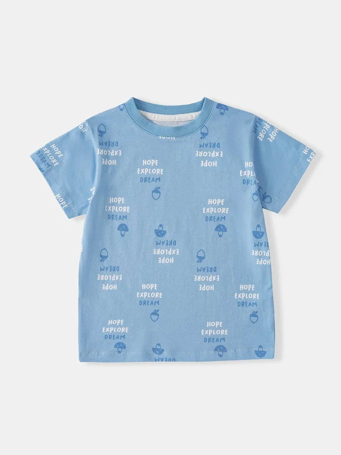 Boys Short Sleeve All-Over Print Tee, Blue