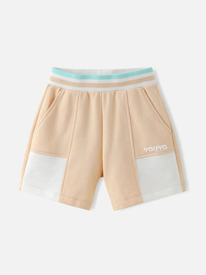 Kids Color Block Bermuda Shorts, Peach