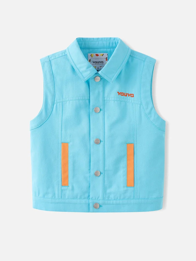 Boys Color Block Gilet, Blue