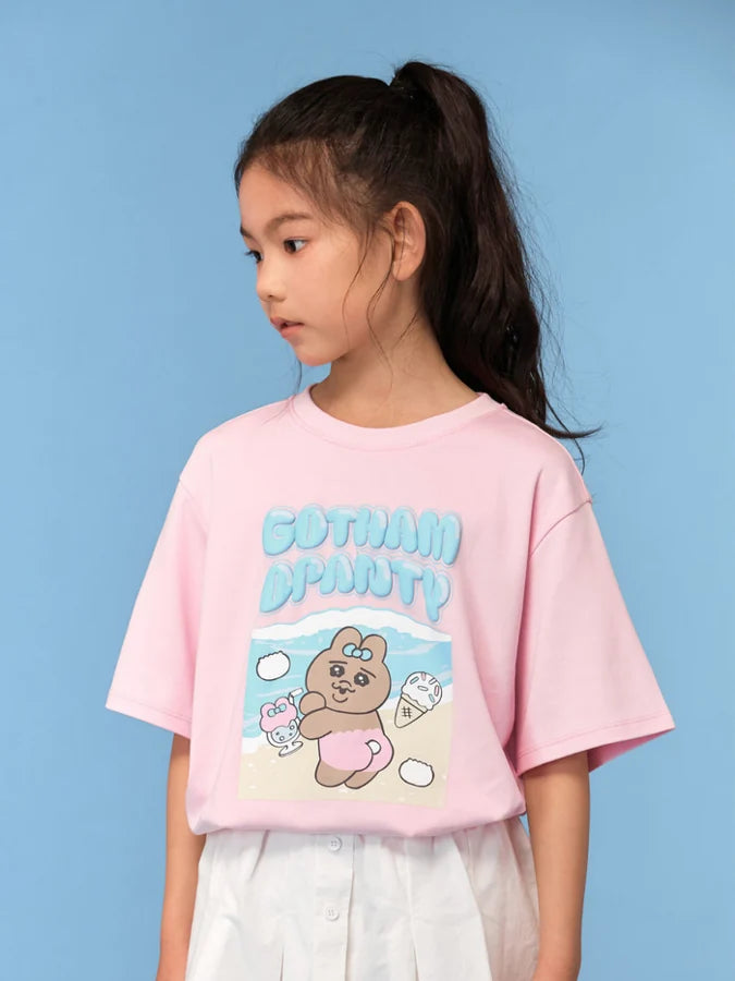 3D Bubble Print Graphic T-Shirt, Pink