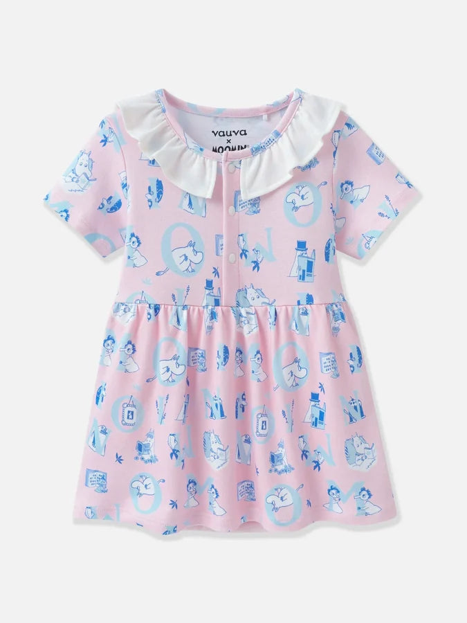 All‑Over Moomin Print Baby Bodysuit, Pink