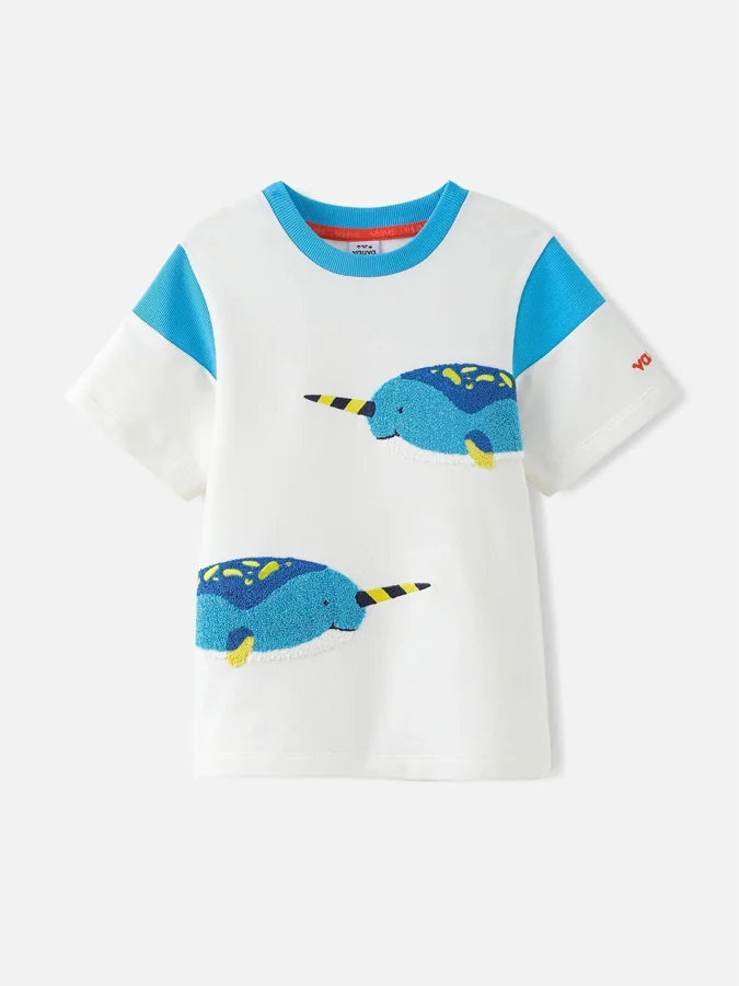 Boys Allover Narwhal Graphic Tee, White