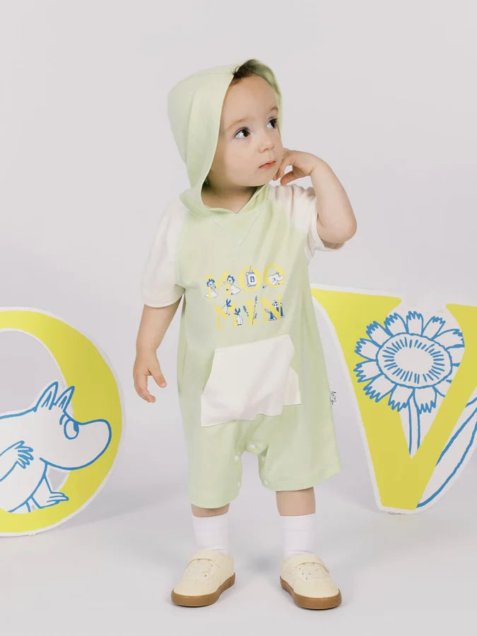 Moomin Print Baby Sweatshirt Romper, Green