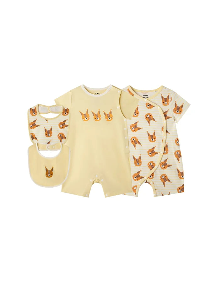 Baby Squirrel Cotton Essentials 4‑Piece Gift Set, Yellow