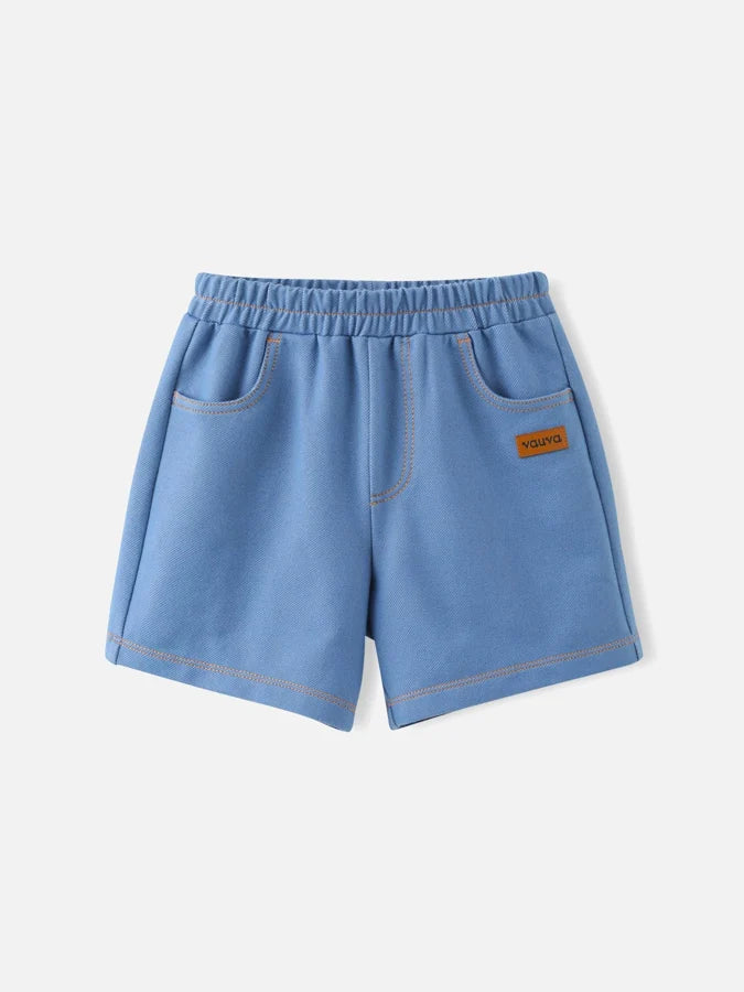 Girls Jersey Denim Shorts, Navy