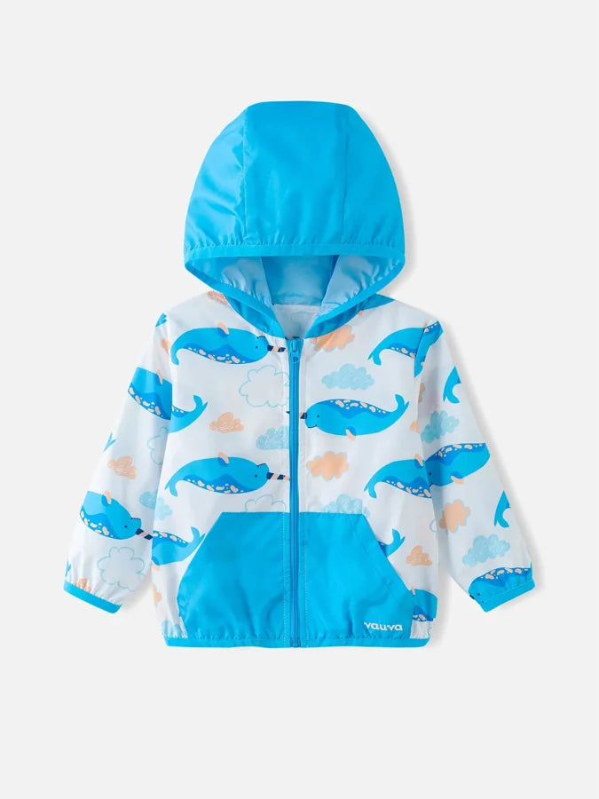 Baby Boys Allover Narwhal Print Jacket, White / Multicolour