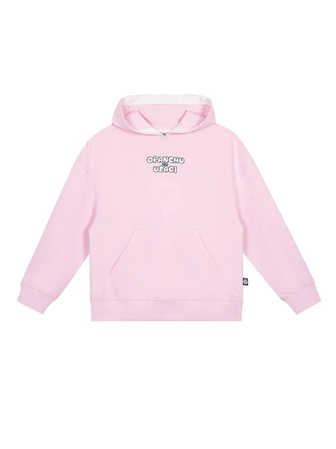 Bunny‑Ear Hooded Sweatshirt with Patch Pocket, Pink