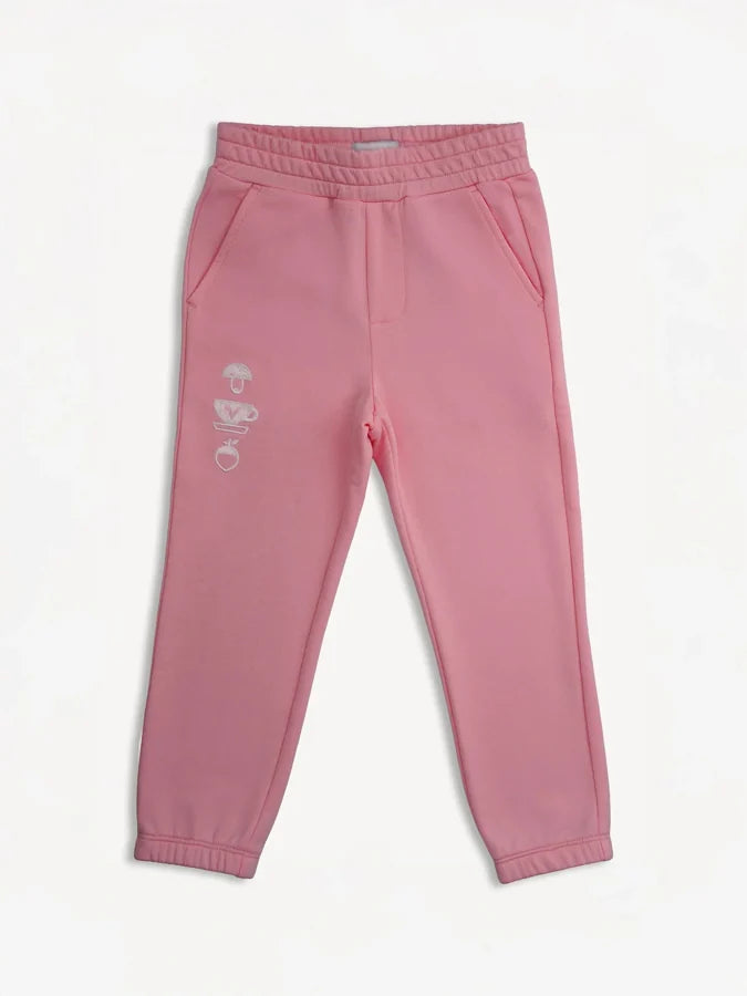 Girls Blush Pink Embroidery Sweatpants, Pink